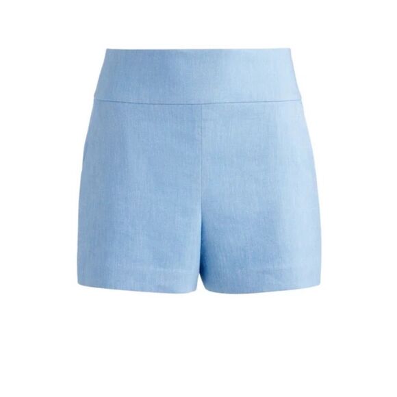 NWT Alice & Olivia Donald High-Waist Linen-Blend Short Size 10 Chambray - Picture 2 of 11